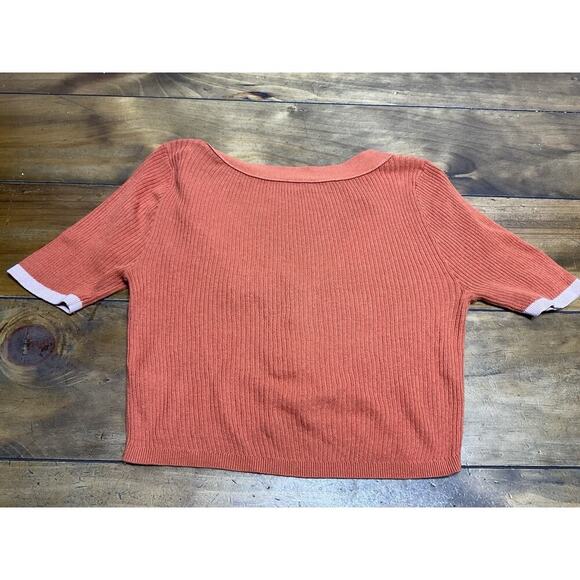 Free People | Cropped Top | Women’s S | Orange | Ribbed V-Neck Button Front - Picture 10 of 10